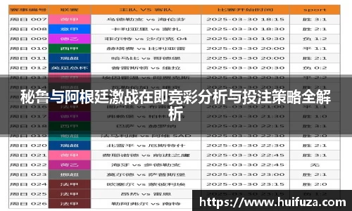 秘鲁与阿根廷激战在即竞彩分析与投注策略全解析
